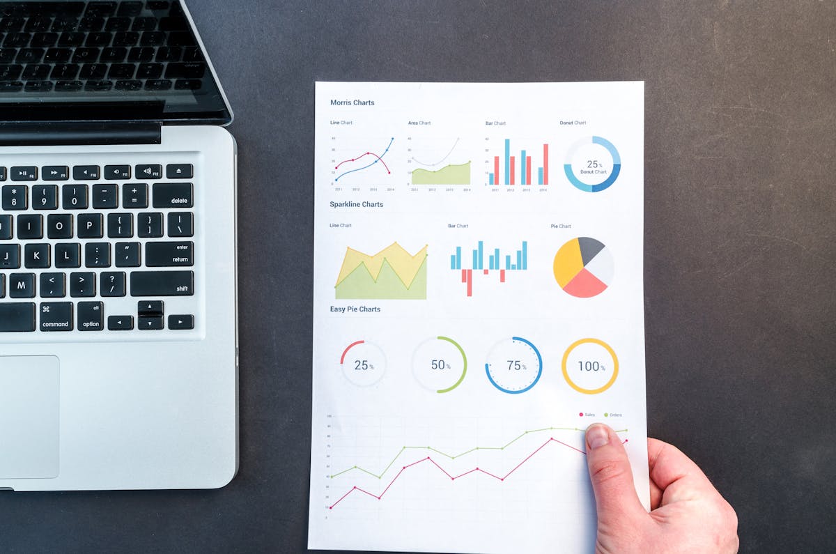 SEO analytics data and search performance charts on a professional dashboard